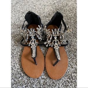 ❤️Black Rhinestone Sandals